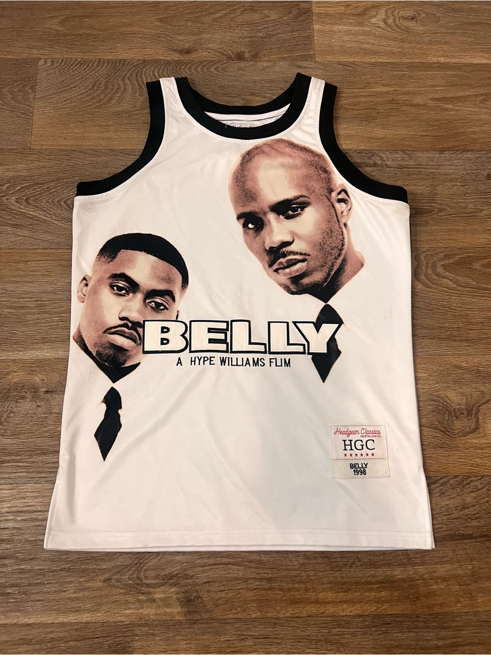 Nostalgia White Tank Top with Black Trim and 'Belly' Film Portrait/A768